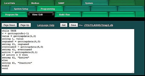 Screen shot from BB2-6010 Modbus to SNMP Gateway
