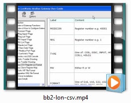 BB2-2010 Video - Configure from CSV register list